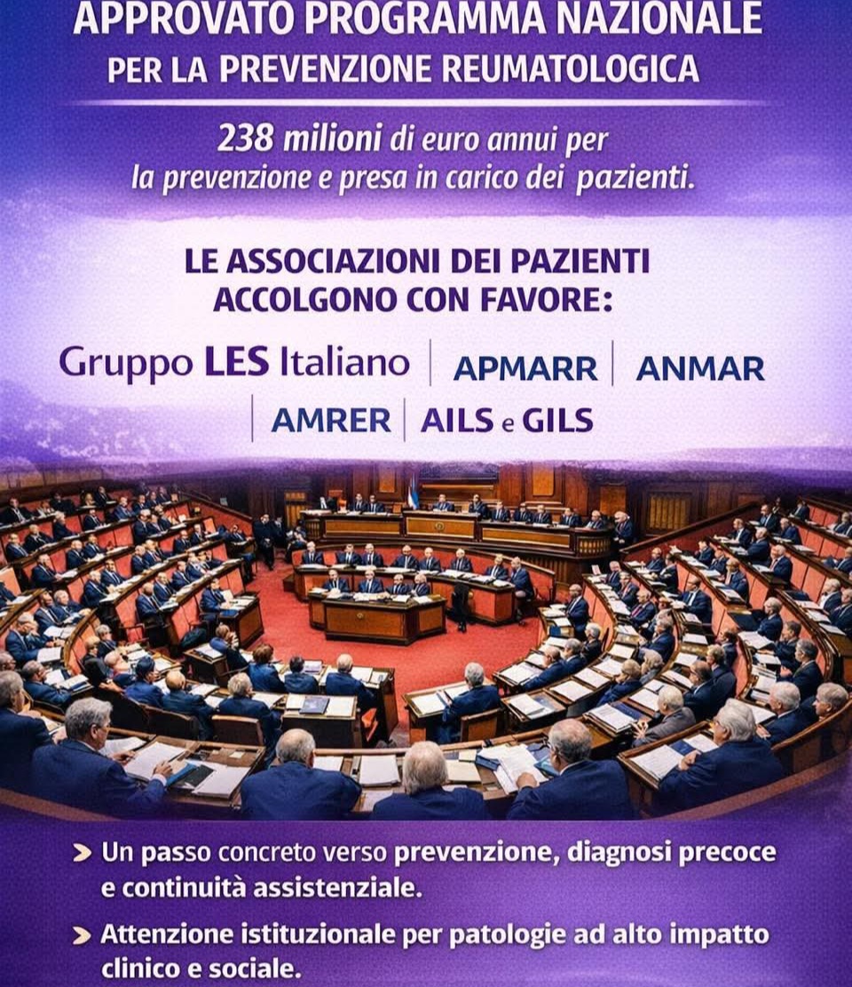 Malattie reumatologiche, oltre 230 mln per la prevenzione e cura di Les, Artrite Reumatoide, Fibromialgia, Sclerosi Sistemica