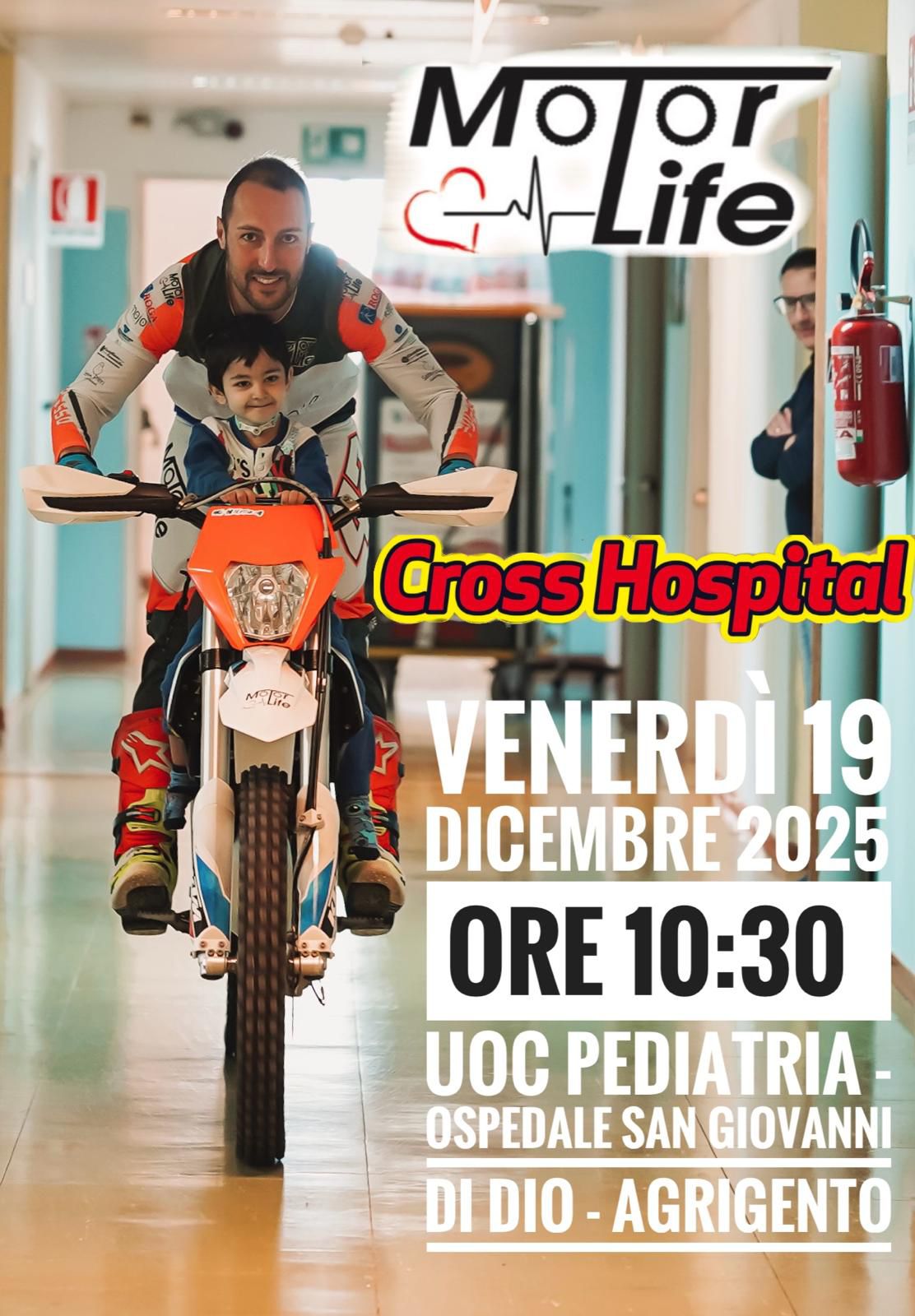 Agrigento, giro su una cross per i pazienti della Pediatria. Iniziativa di Motorlife