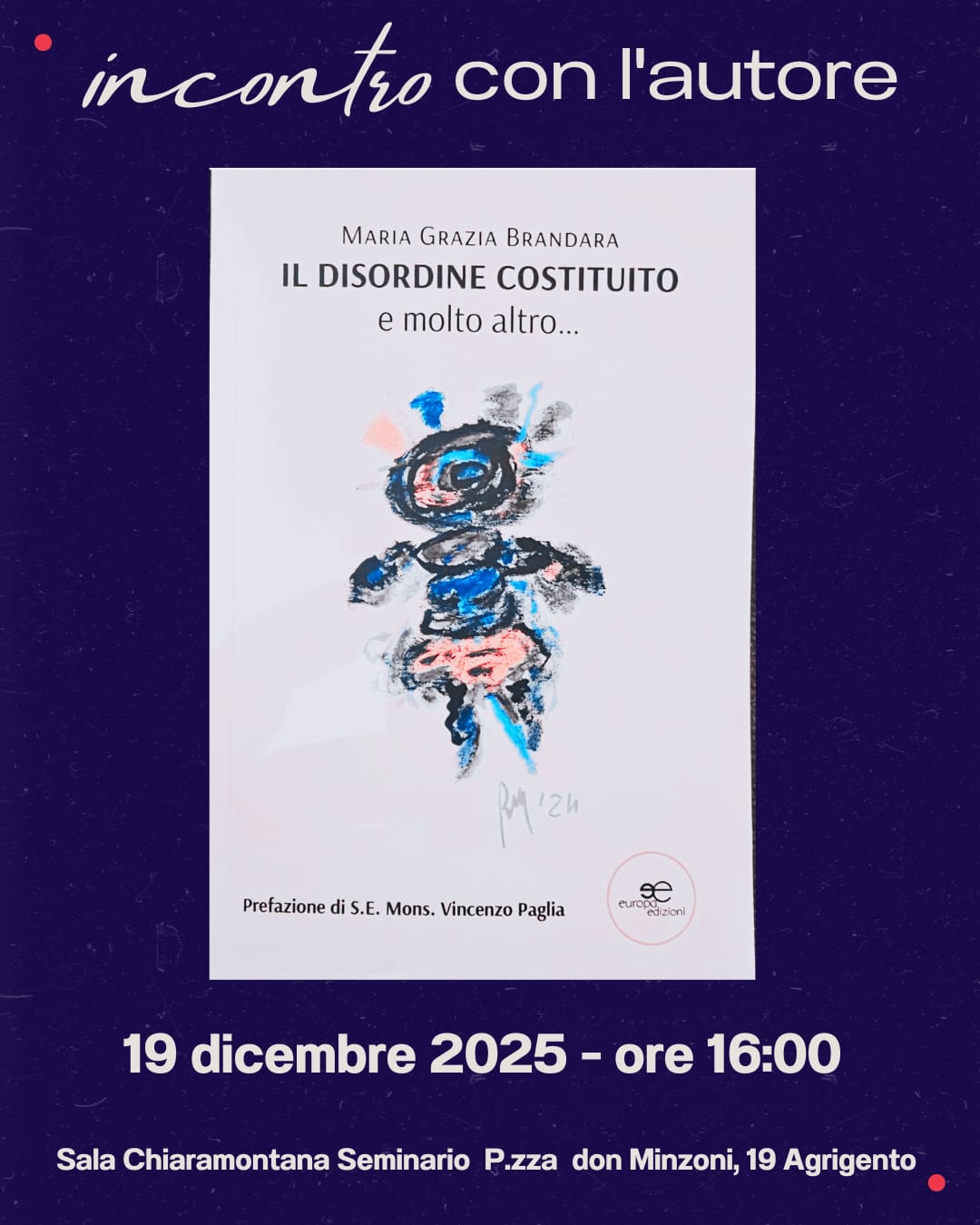 Agrigento, si presenta il romanzo di Maria Grazia Brandara.”Il disordine costituito e molto altro”