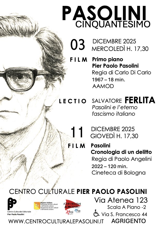 Agrigento celebra Pasolini a 50 anni dalla morte
