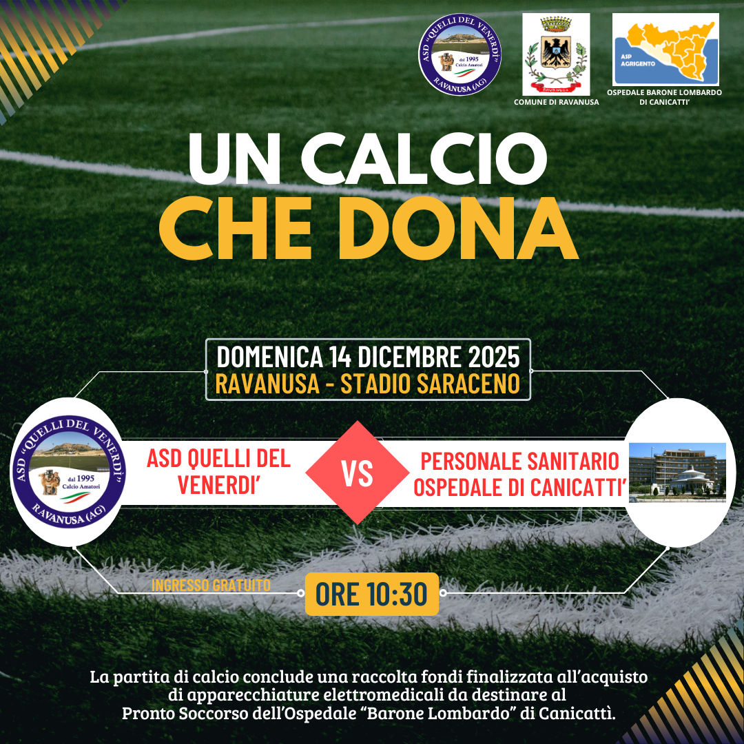 Ravanusa e Canicattì unite per un evento benefico “Un Calcio che Dona”
