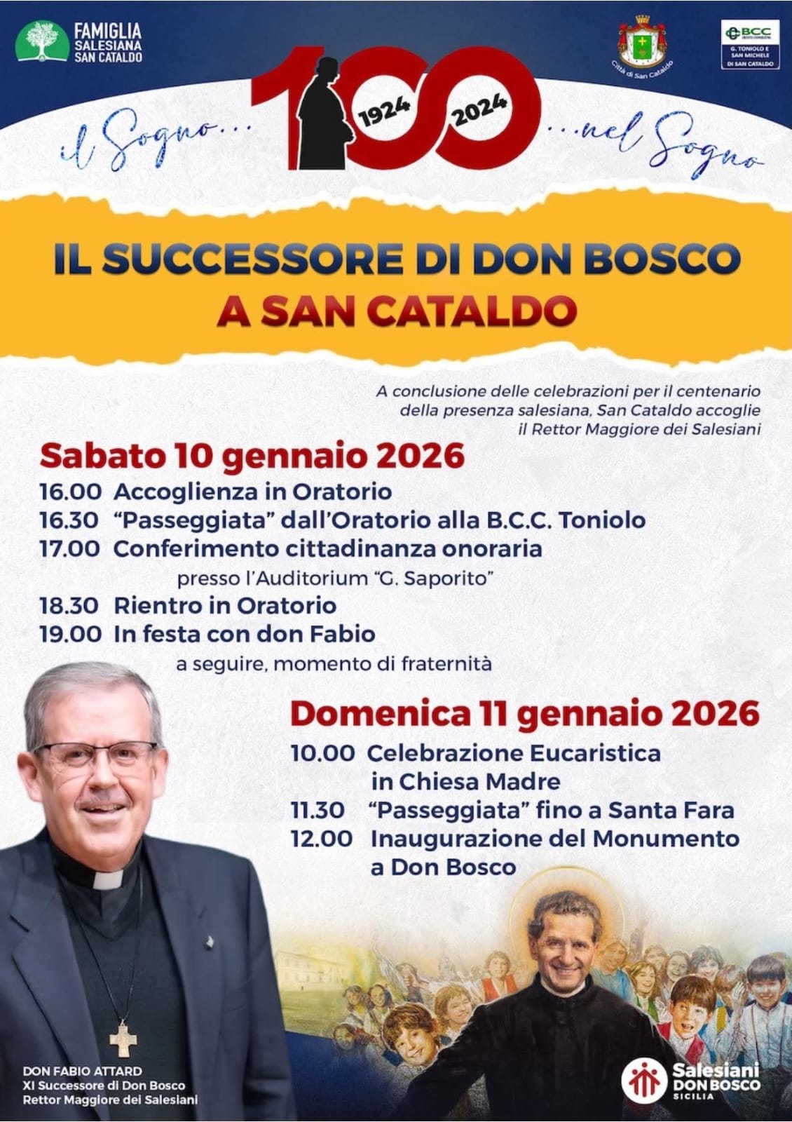 San Cataldo, cittadinanza onoraria al Rettor Maggiore dei Salesiani, don Fabio Attard. Domani consiglio comunale aperto