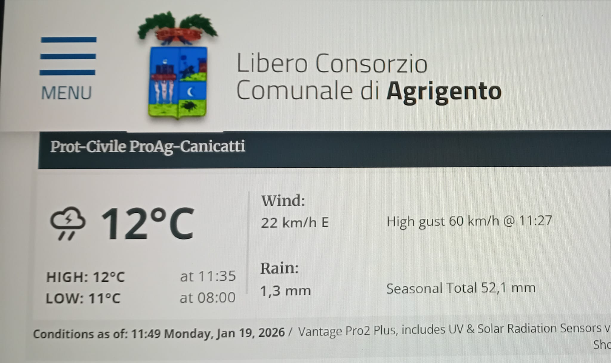Maltempo, i dati in tempo reale da 7 comuni. C’è anche Canicattì (Link)
