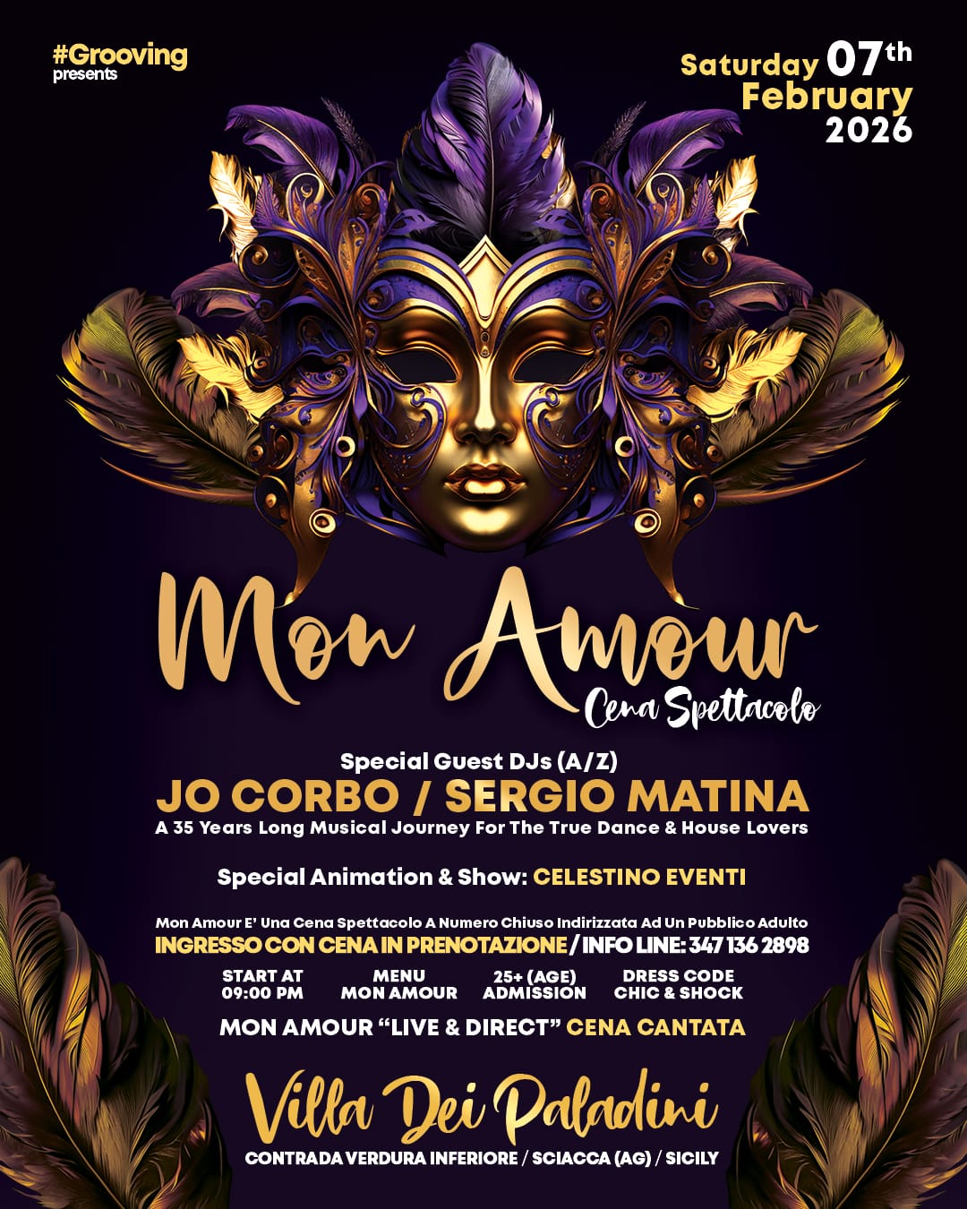 Buon cibo e divertimento, il 7 febbraio Mon Amour a Villa dei Paladini