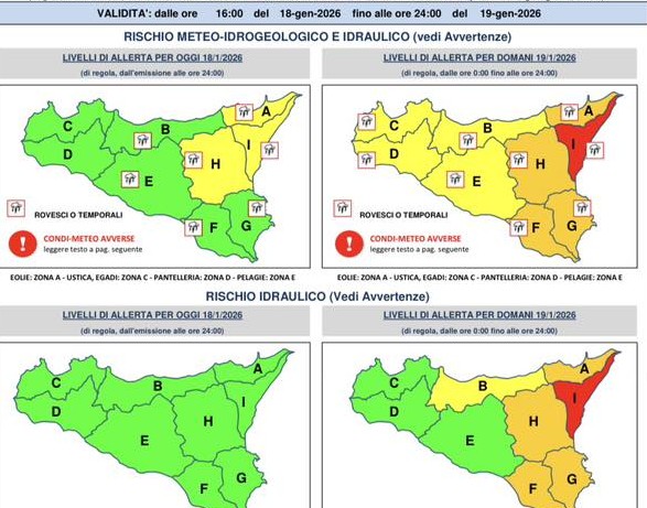 C’è l’allerta meteo, sindaco di Canicattì chiude: scuole, mercatini, cimitero, ville e sottopassaggi