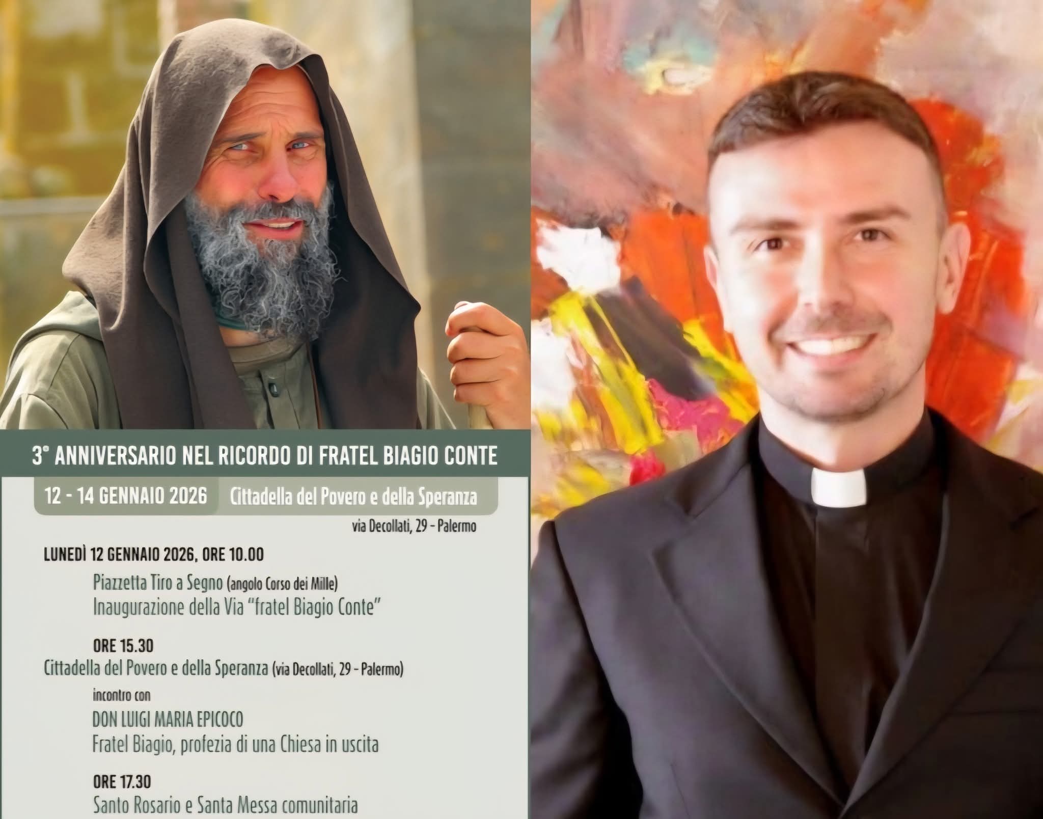 3 anni dalla scomparsa di fratel Biagio Conte, a Palermo don Luigi Maria Epicoco