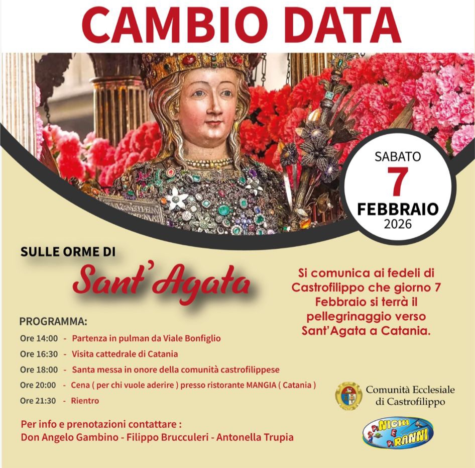 Castrofilippo, sabato 7 il pellegrinaggio a Sant’Agata a Catania