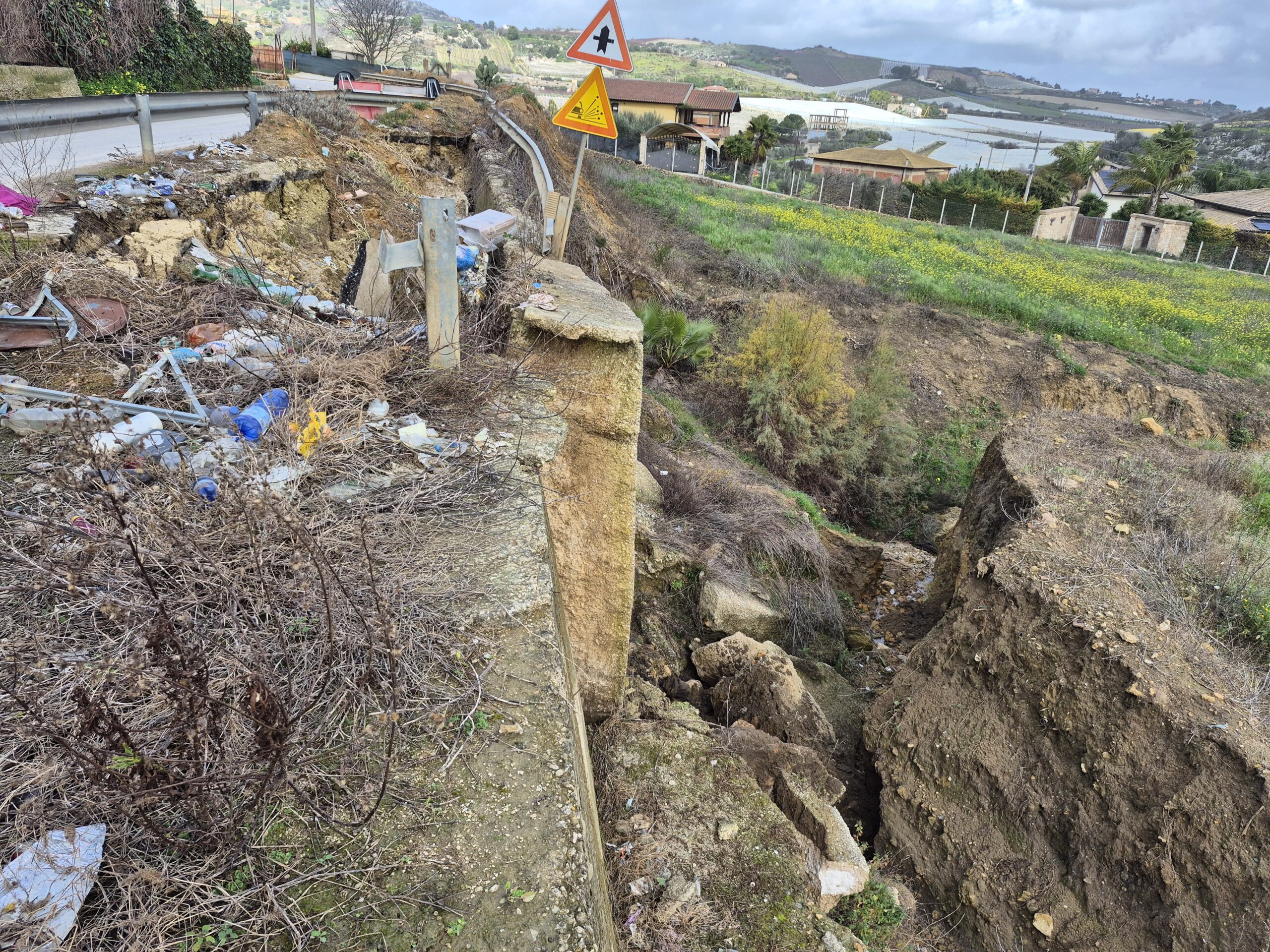 Canicattì, frana in contrada Tre Fontane. Chiesto intervento del Libero Consorzio di Agrigento