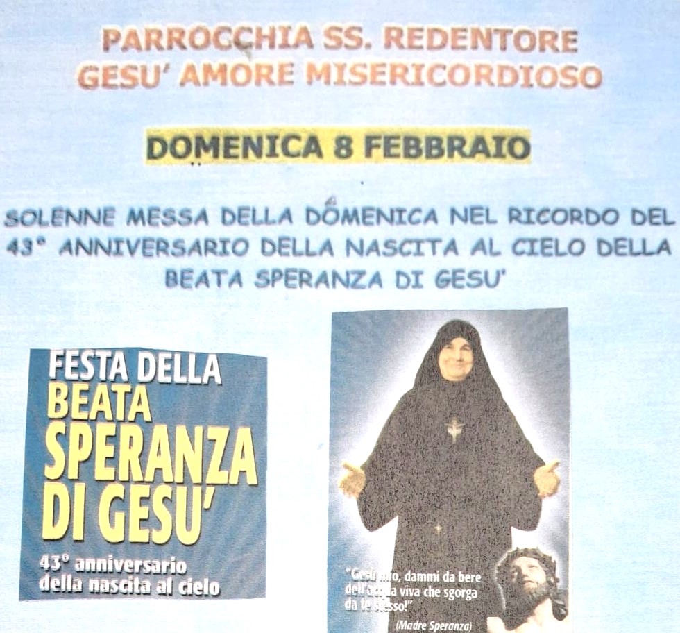 Il vescovo di Noto a Canicattì per la festa di madre Speranza. Il programma dell’8 febbraio