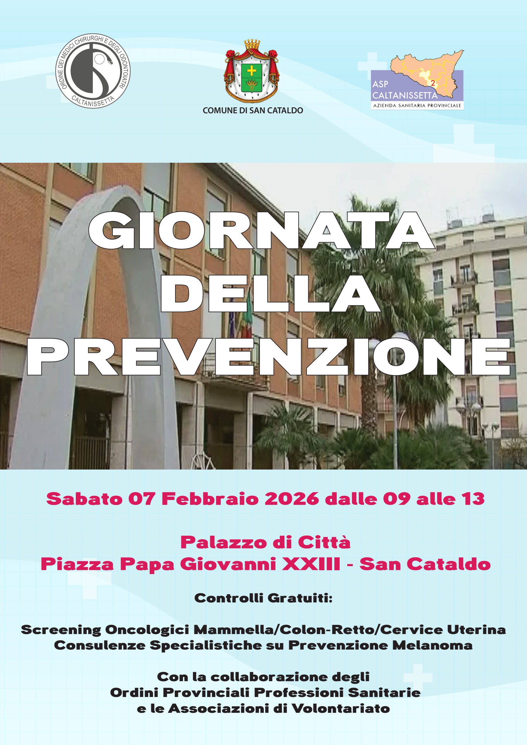 Prevenzione, sabato controlli gratuti a San Cataldo