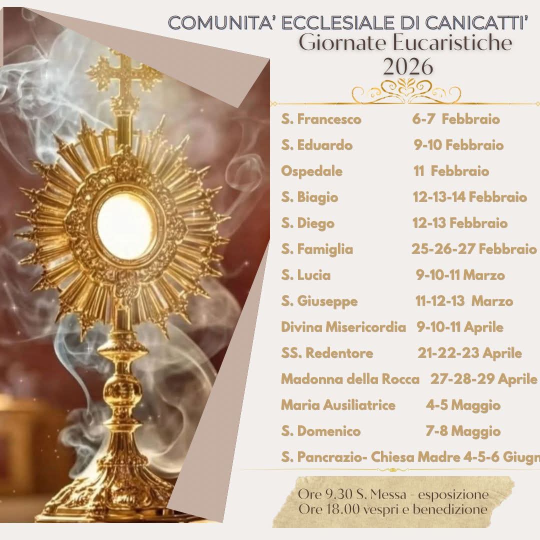 Canicattì, iniziano le giornate eucaristiche. Il calendario completo