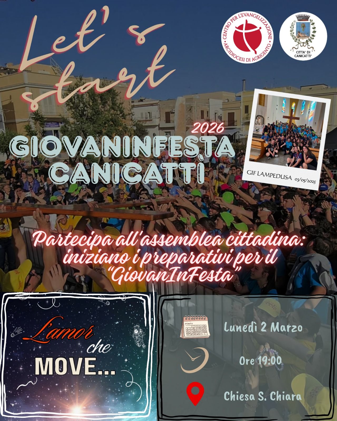 Canicattì si prepara ad ospitare il Giovani In Festa. Lunedì assemblea cittadina a santa Chiara