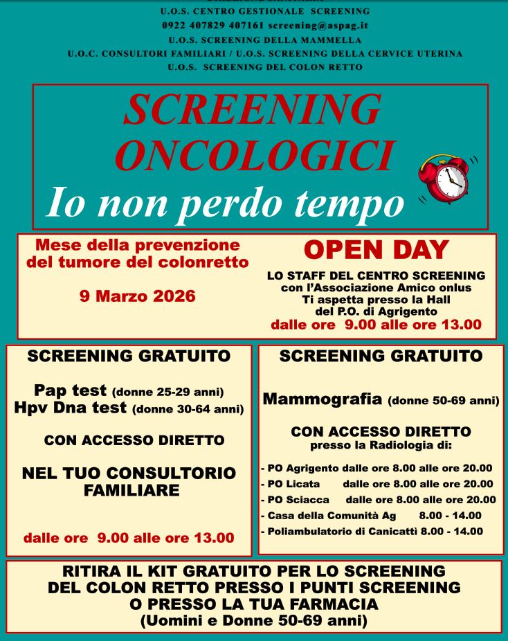 Prevenzione oncologica, il 9 marzo controlli gratuiti all’ospedale di Agrigento e in altri centri dell’Asp