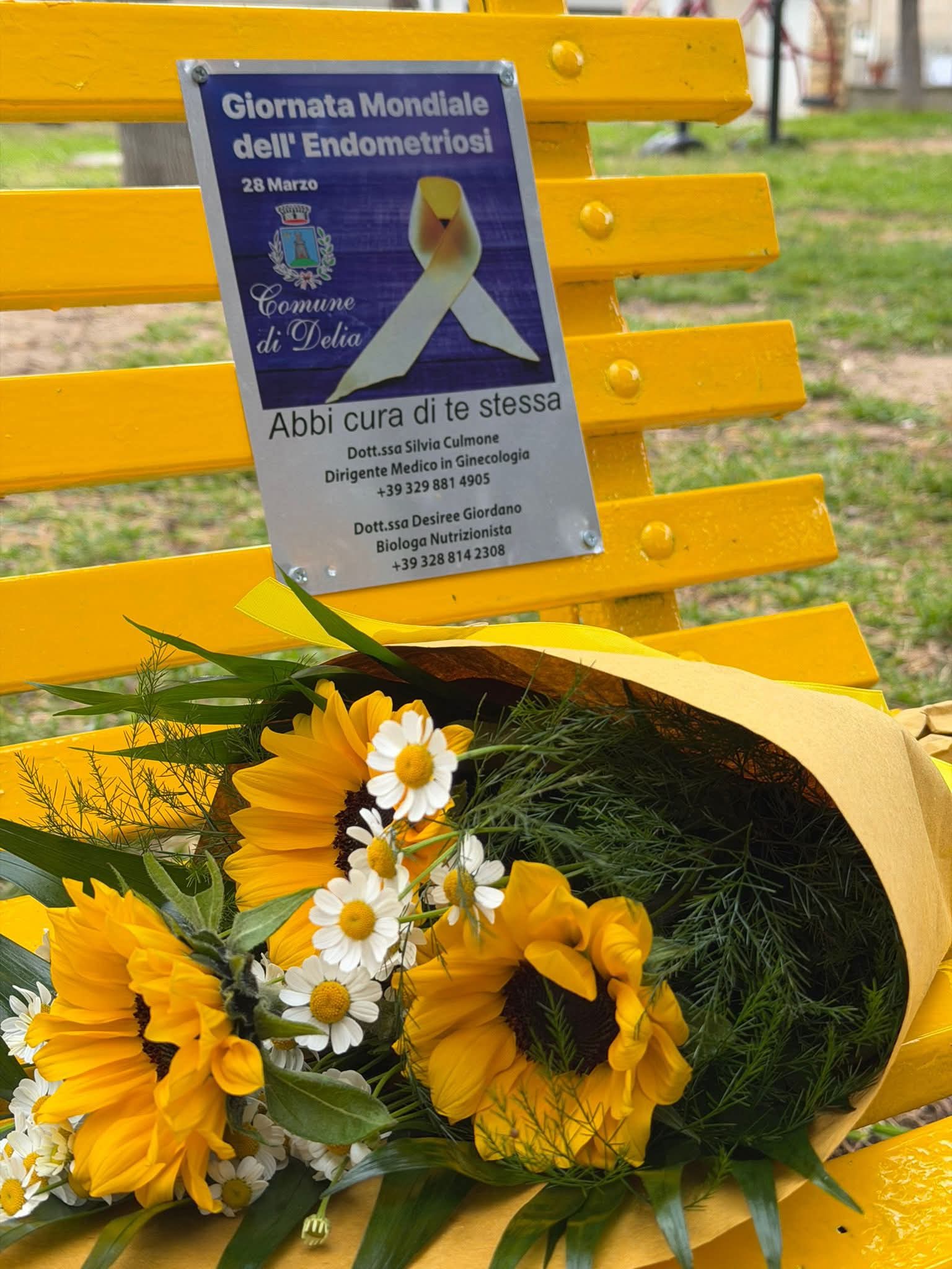 Endometriosi, a Delia una panchina gialla per non restare in silenzio
