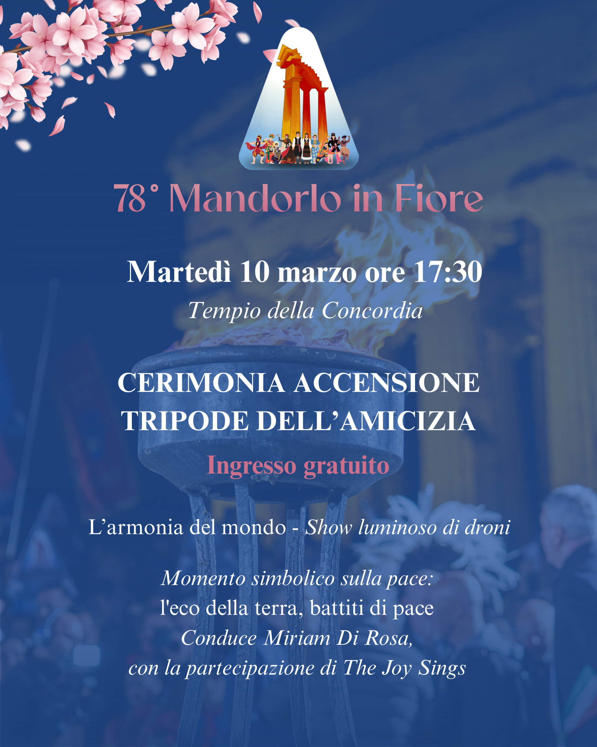 Mandorlo in Fiore, al Tempio della Concordia l’accensione del Tripode dell’Amicizia