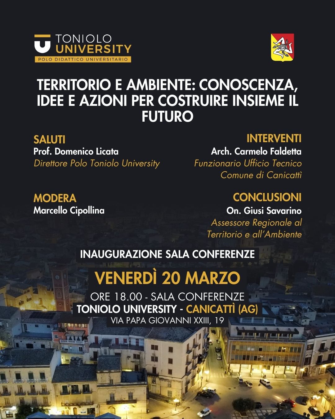 Canicattì, confronto su territorio e ambiente alla Toniolo University