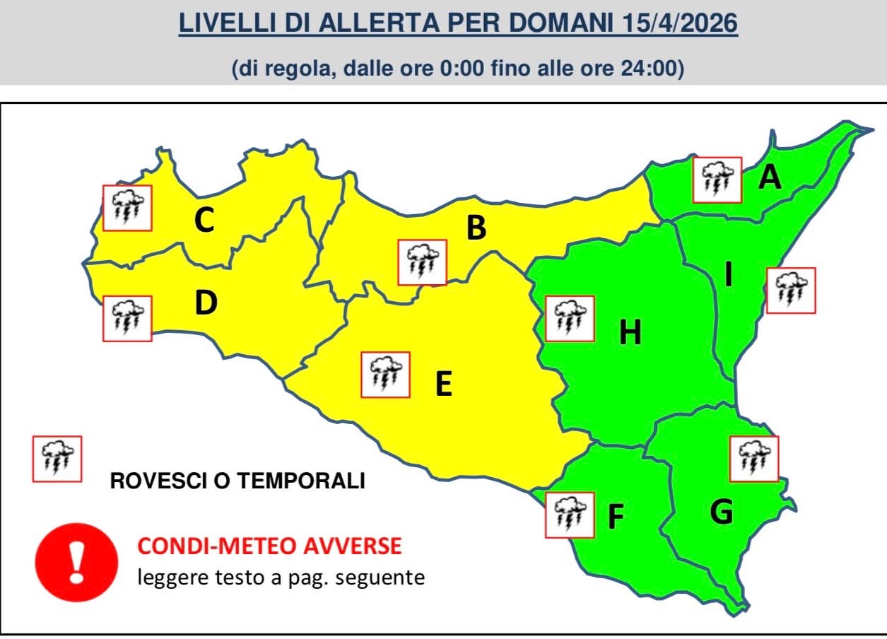 Piogge, vento e grandinate: allerta gialla nell’Agrigentino