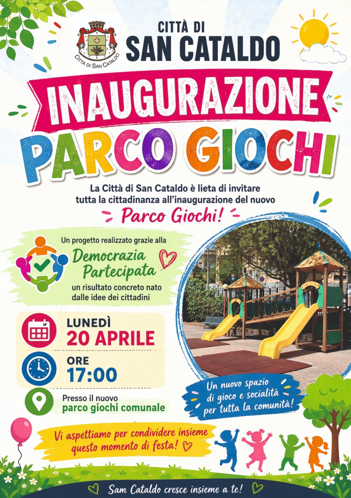 San Cataldo, lunedì sarà inaugurato il Parco Giochi Colorato