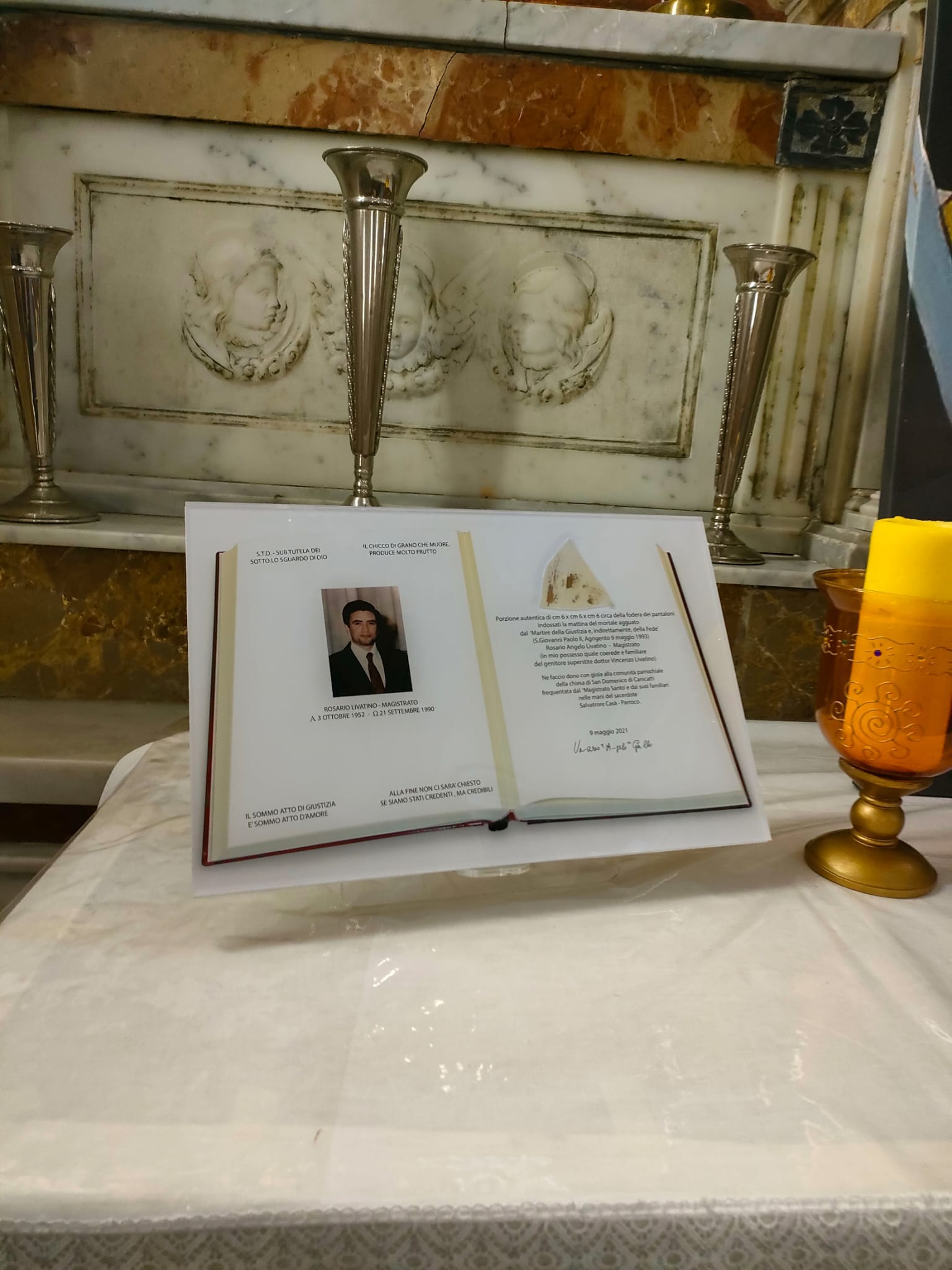 Una Reliquia del Giudice Livatino a Roma nel “Santuario dei Nuovi Martiri”