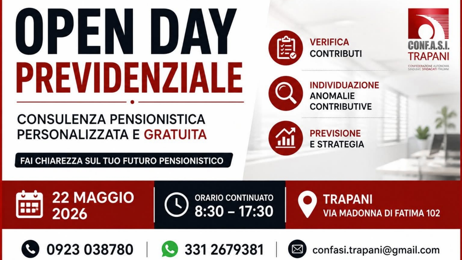 Open Day Previdenziale, consulenza gratuita il 22 maggio. Dove e quando
