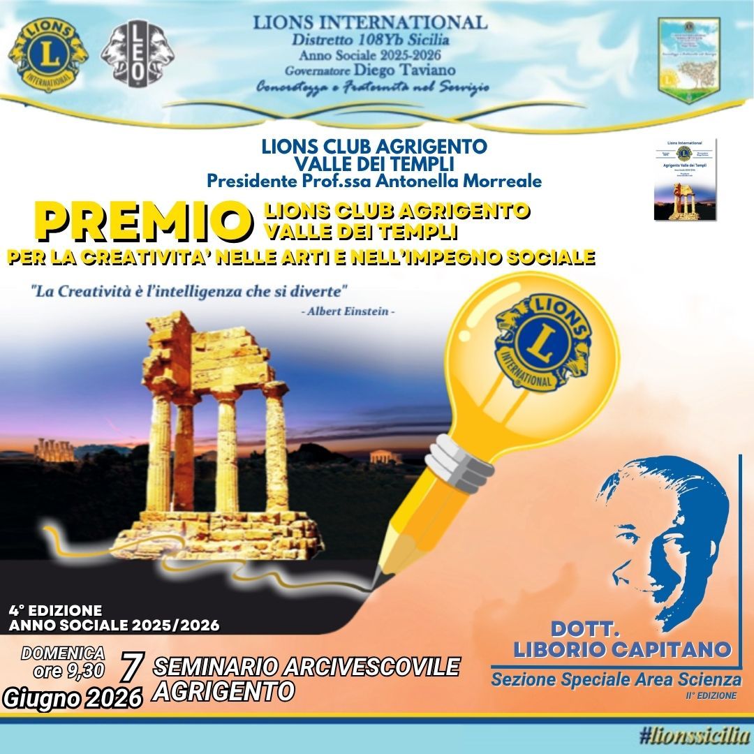 Agrigento, Lions club Valle dei Templi. Domani il premio creatività ed impegno nelle arti. I nomi dei vincitori