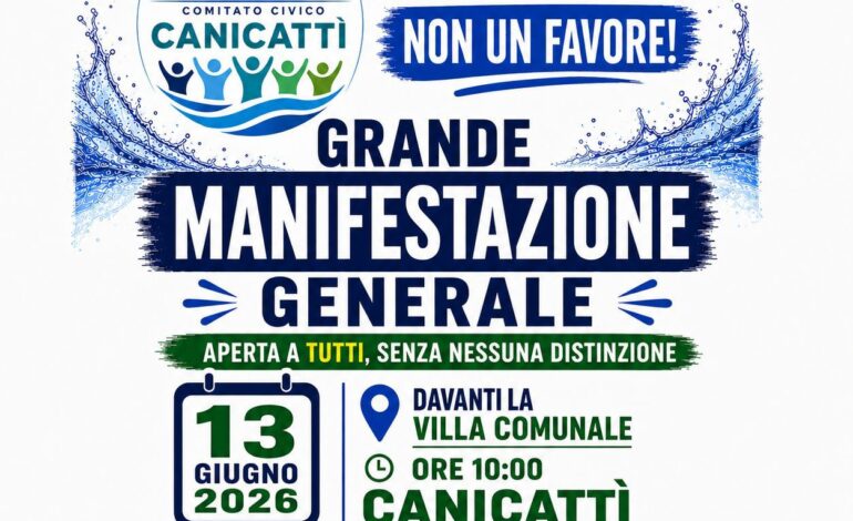 Canicattì. “Comitato Civico Acqua Bene Comune”:  questi i motivi della manifestazione di sabato.