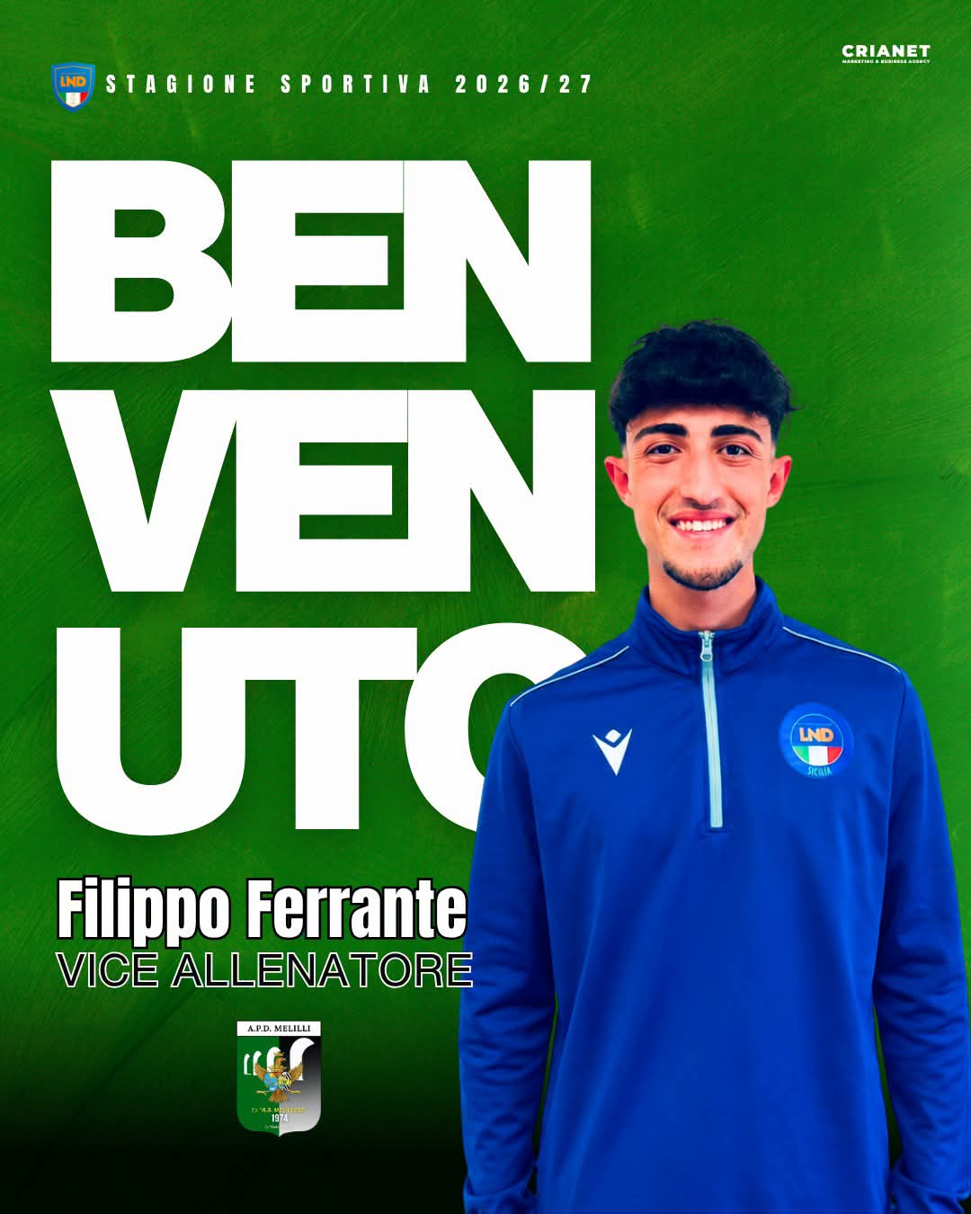 Calcio, il canicattinese Ferrante vice allenatore del Melilli