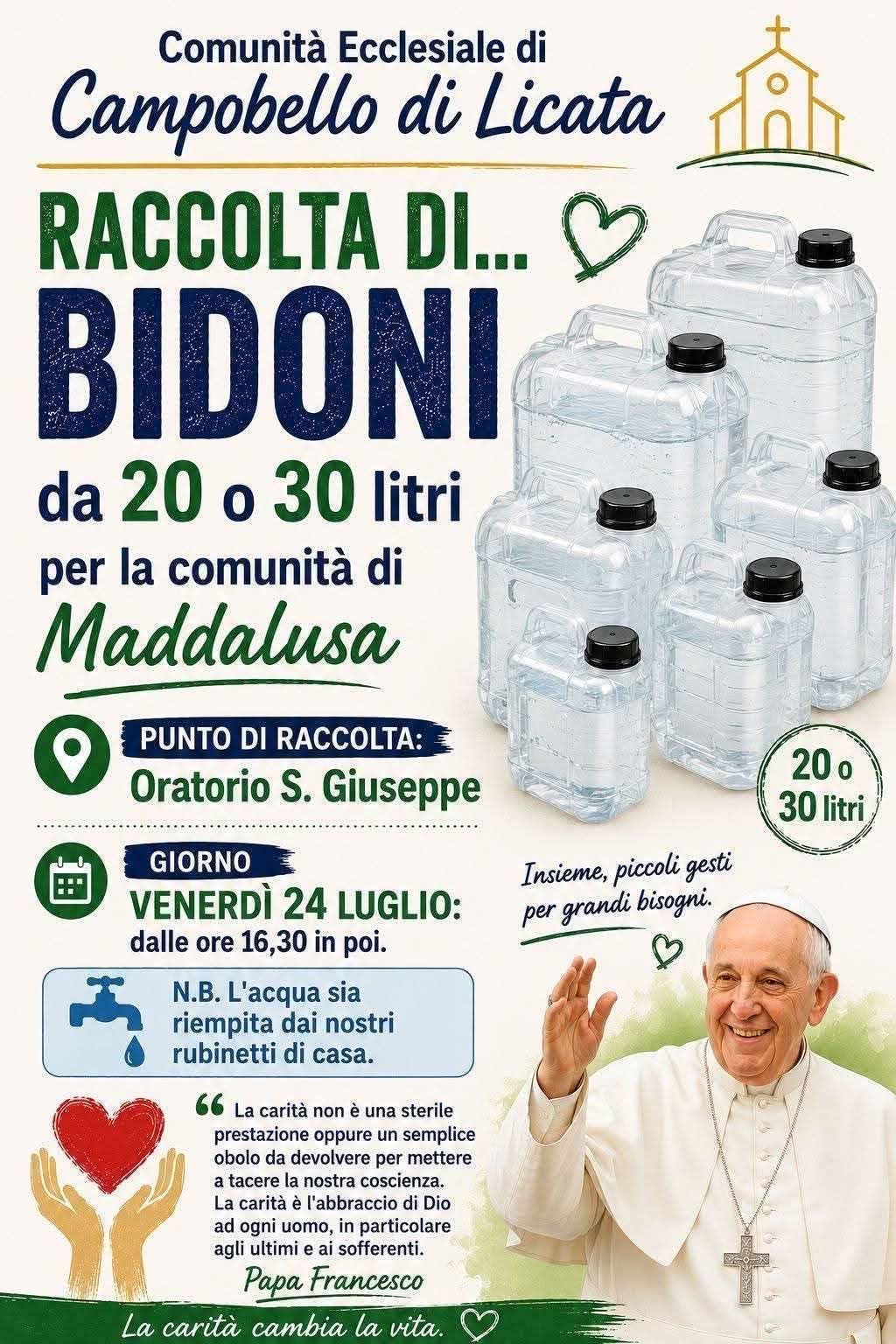 Solidali con Maddalusa. Campobello risponde all’ appello di don Marco Damanti donando acqua