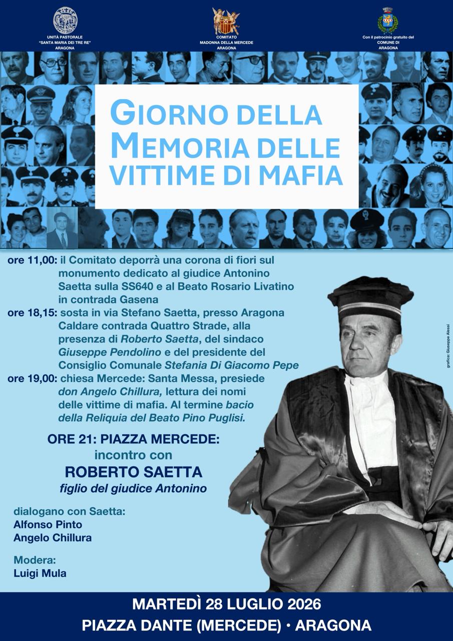 Aragona, festa Madonna della Mercede. Ospite il figlio del Giudice Saetta