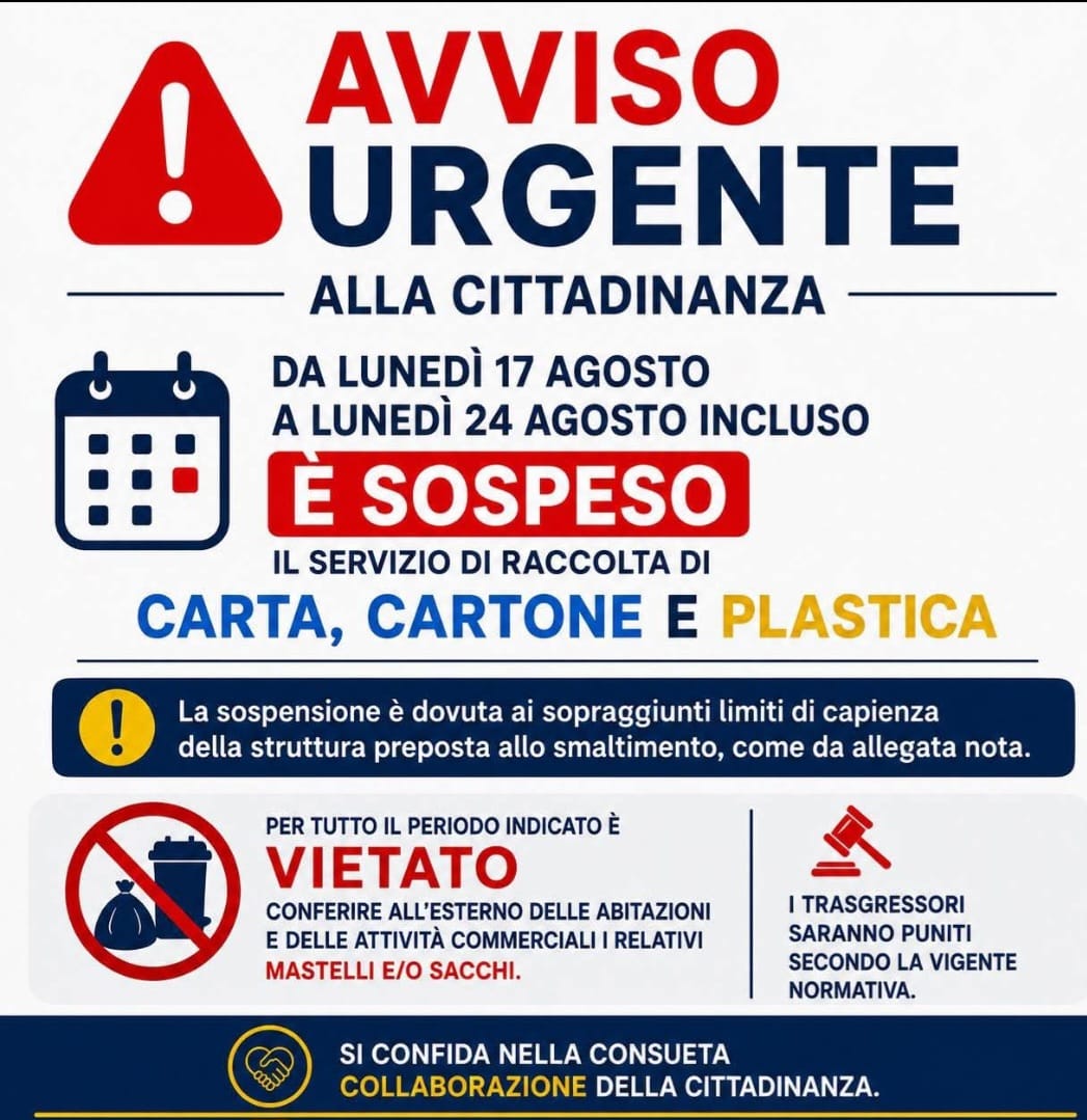 Porto Empedocle, sospesa la raccolta di plastica, carta e cartone