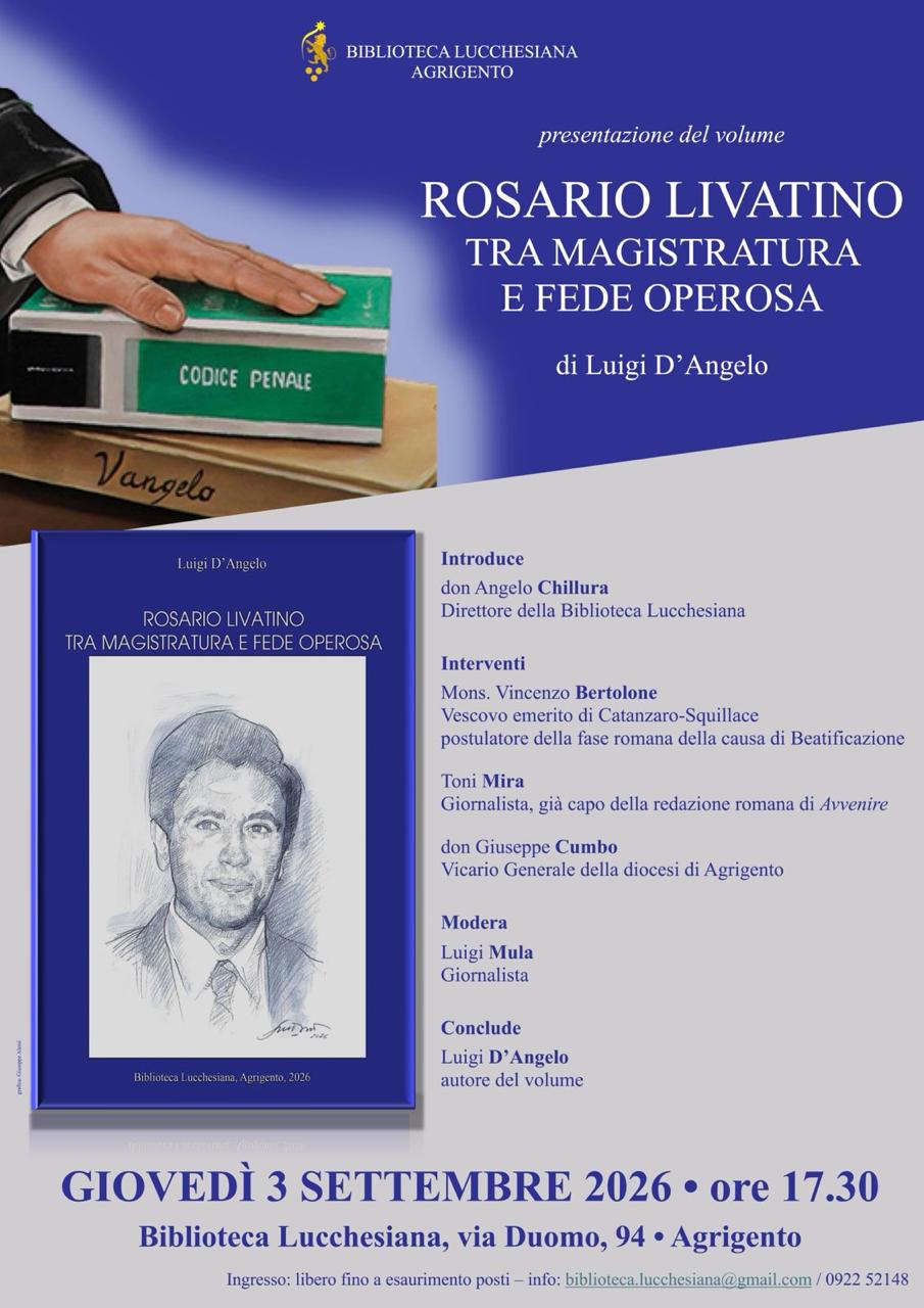 Rosario Livatino tra magistratura e fede operosa, il 3 settembre la presentazione del libro di Luigi D’Angelo