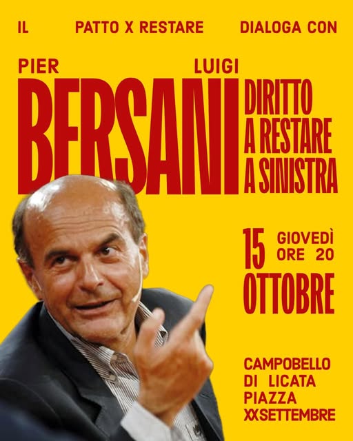 Campobello. “Patto per Restare”. Il 15 ottobre  incontro con Pier Luigi Bersani