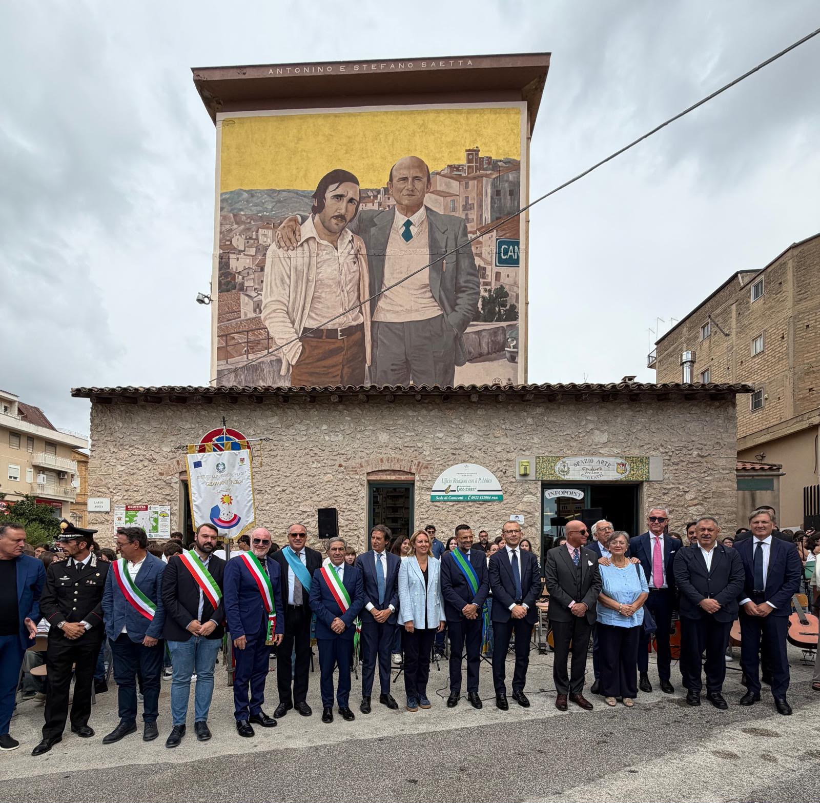 Canicattì, inaugurato il murale dedicato ad Antonino e Stefano Saetta. Video