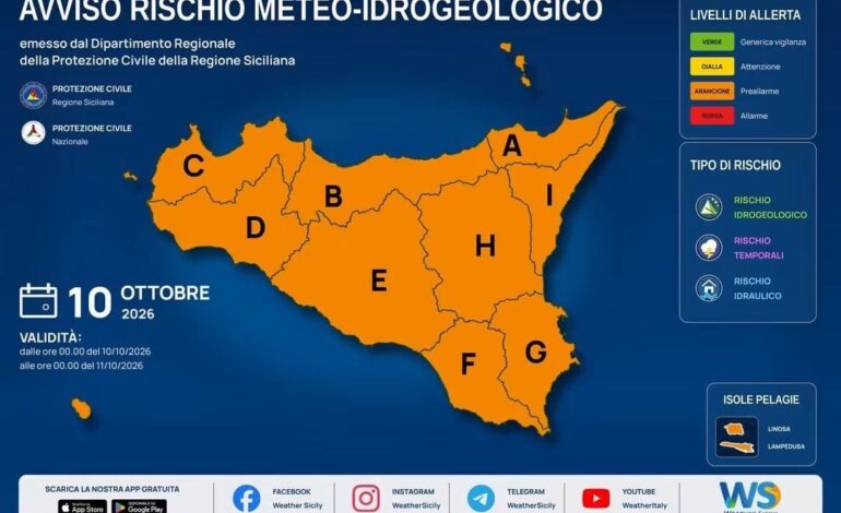 Canicattì, allerta meteo arancione scuole chiuse